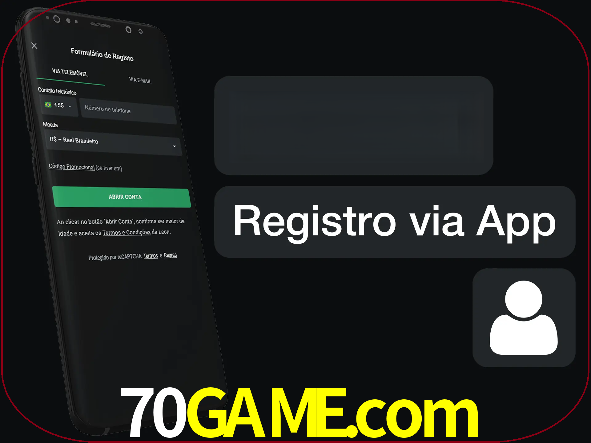 Registre-se com duas etapas usando o aplicativo.