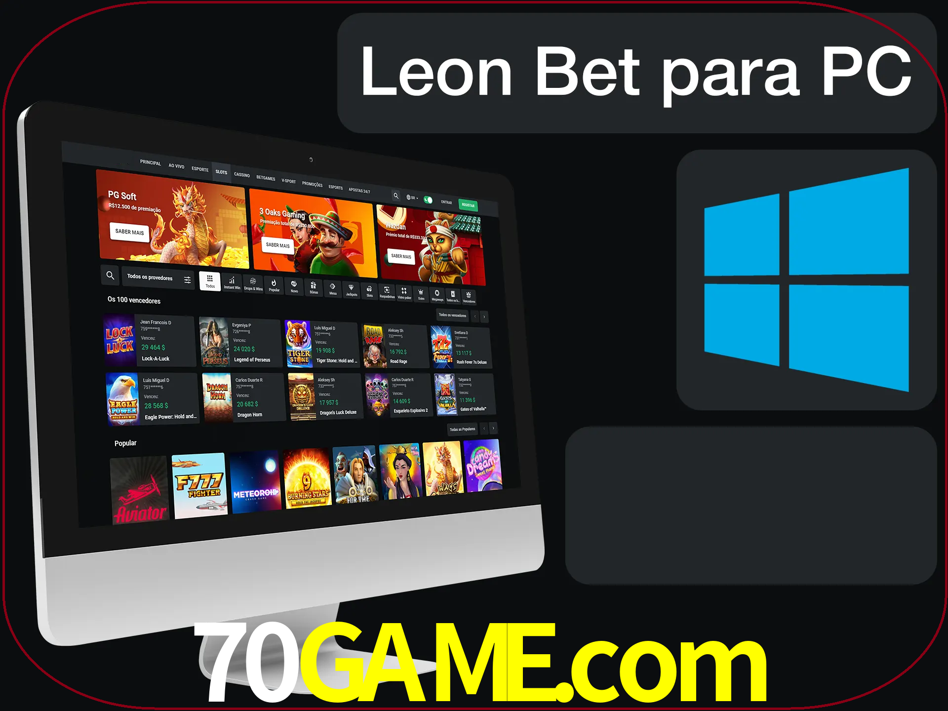 Aposte e jogue em nosso cassino usando o PC.