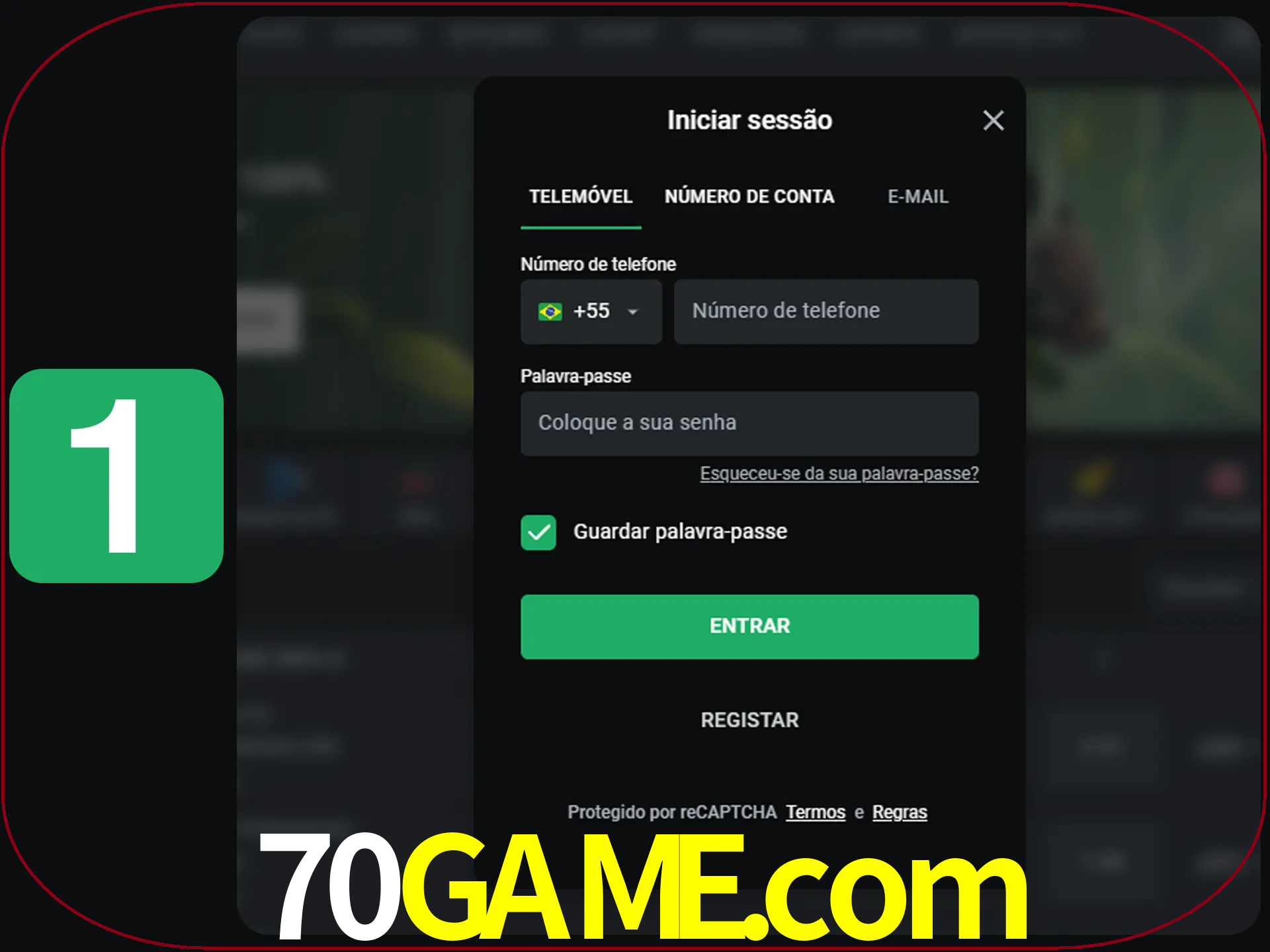 Clique no botão Entrar.